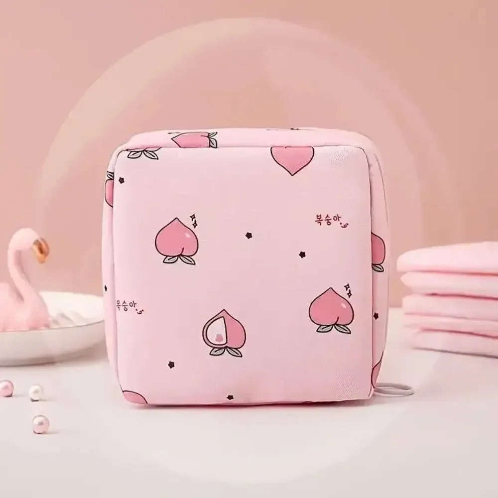 Pink Peach Holiday Festive Makeup Cosmetic Bag  Zipper Lightweight